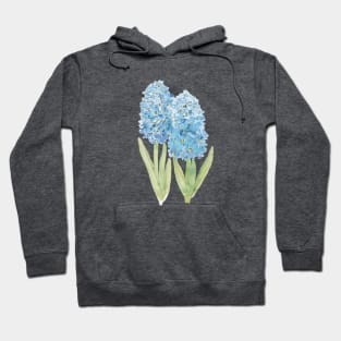 2 blue hyacinth ink and watercolor Hoodie